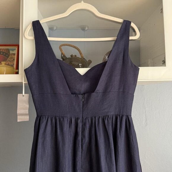 Lynn Lugo Silk Fit & Flare Dress Navy Blue Party Cocktail Made in USA - Picture 4 of 7